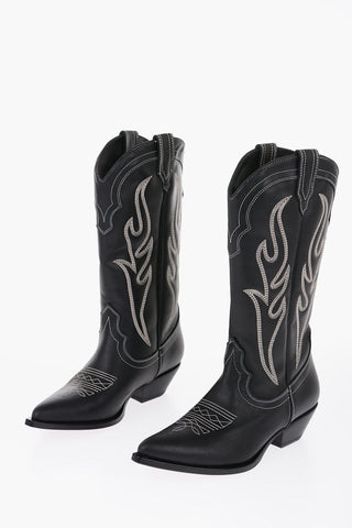 Leather SANTA FE Western Boots with Contrasting Stitchings