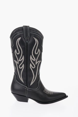 Leather SANTA FE Western Boots with Contrasting Stitchings