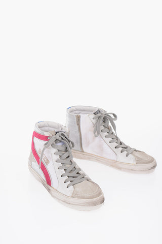 Lace-up Leather Sneakers with Glitter Details