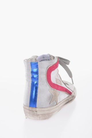 Lace-up Leather Sneakers with Glitter Details