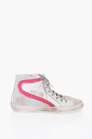Lace-up Leather Sneakers with Glitter Details