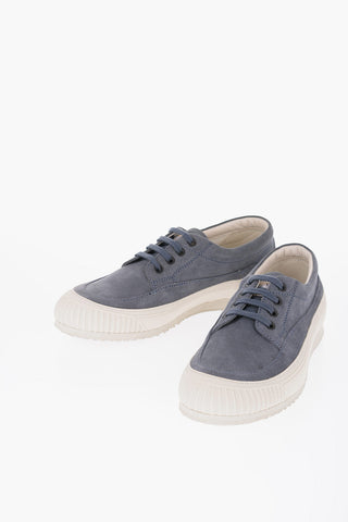 Sneakers Allacciate in Suede con Suola in Gomma