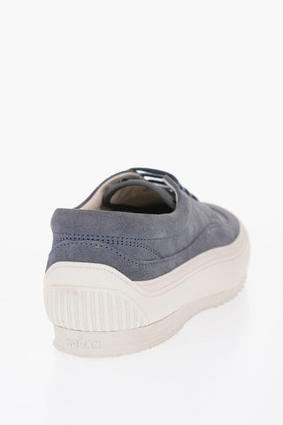 Sneakers Allacciate in Suede con Suola in Gomma
