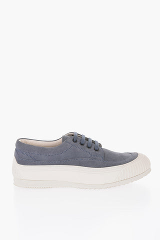 Sneakers Allacciate in Suede con Suola in Gomma