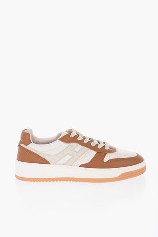 Sneakers Bicolore in Pelle con Logo Laterale