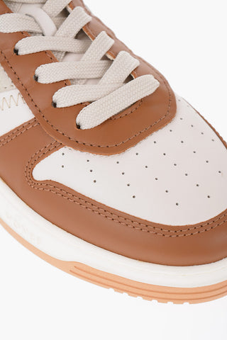 Sneakers Bicolore in Pelle con Logo Laterale