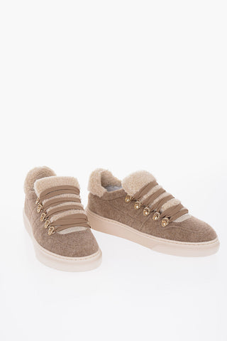 Wool Sneakers with Shearling Inserts