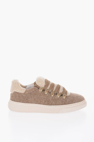 Wool Sneakers with Shearling Inserts