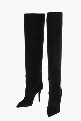 Suede Point-toe Boots with Stiletto Heel 11cm