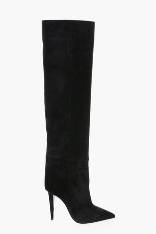 Suede Point-toe Boots with Stiletto Heel 11cm