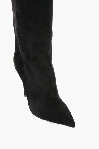 Suede Point-toe Boots with Stiletto Heel 11cm