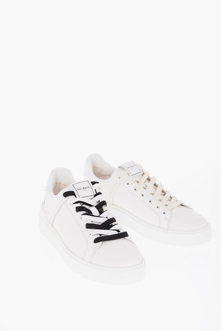 Leather Low-top Sneakers with Two-tone Laces