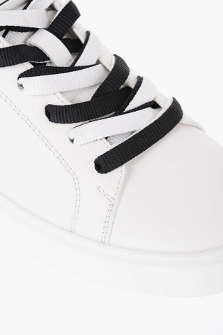 Leather Low-top Sneakers with Two-tone Laces
