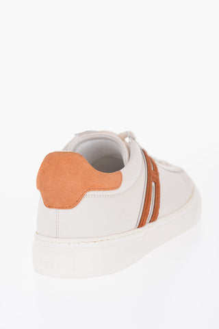 Sneakers Allacciate in Pelle con Dettagli in Suede