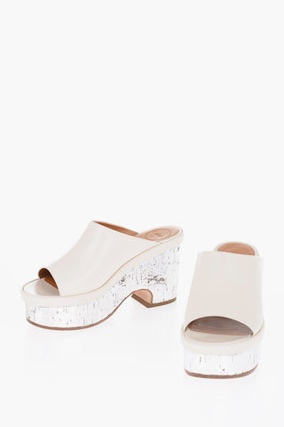 Leather Wedge Mules with Mirror Effect