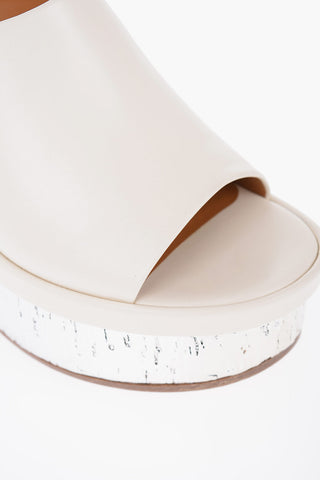 Leather Wedge Mules with Mirror Effect