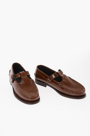 T-Bar Moccasins ALBER Shiny Effect with Strap