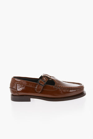 T-Bar Moccasins ALBER Shiny Effect with Strap
