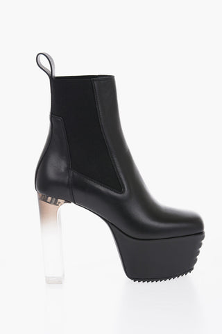 Leather Slip-on Ankle Boots with Sheer Heel