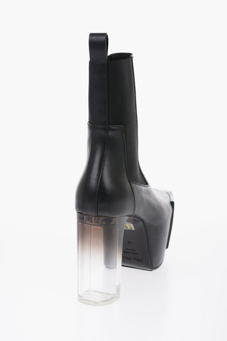 Leather Ankle Boots with Sheer Heel and Insert-design Platform
