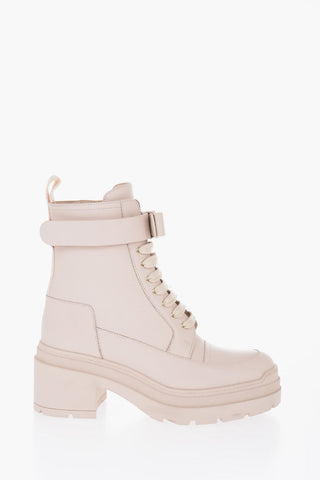 Leather VIVA BOW Ankle Boots with Side Zip