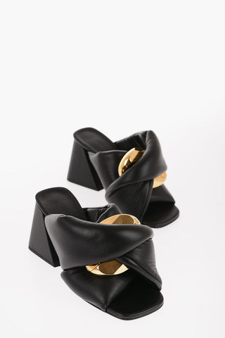 Open Toe CHAIN TWIST Leather Mules 9cm