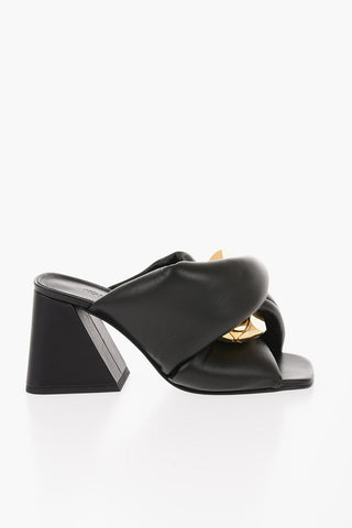 Open Toe CHAIN TWIST Leather Mules 9cm