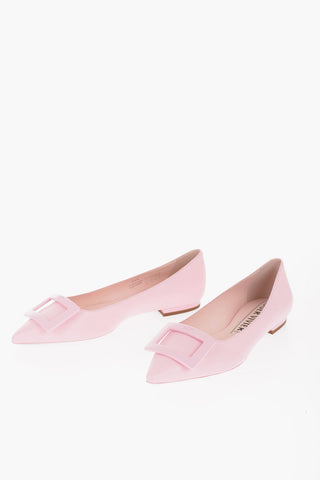 Leather Point Toe Ballet Flats with Ton sur Ton Buckle