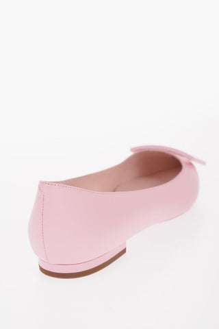 Leather Point Toe Ballet Flats with Ton sur Ton Buckle