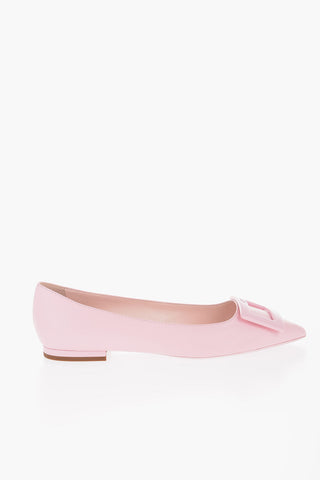 Leather Point Toe Ballet Flats with Ton sur Ton Buckle