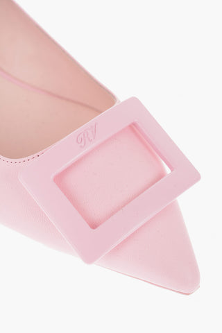 Leather Point Toe Ballet Flats with Ton sur Ton Buckle