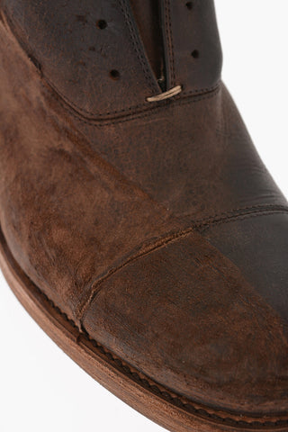 Laceless Leather Derby Shoes with Lived Effect