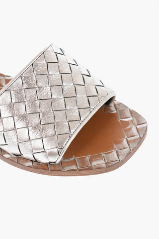Woven Leather Sliders with Rubber Sole
