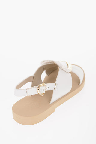 LOVE Leather Sandals with Metal Golden Heart