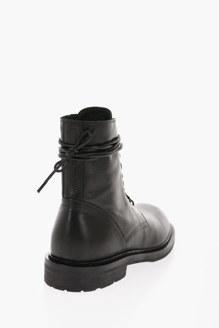 Leather Biker Ankle Boots with Side Zip