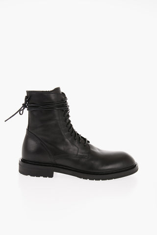 Leather Biker Ankle Boots with Side Zip