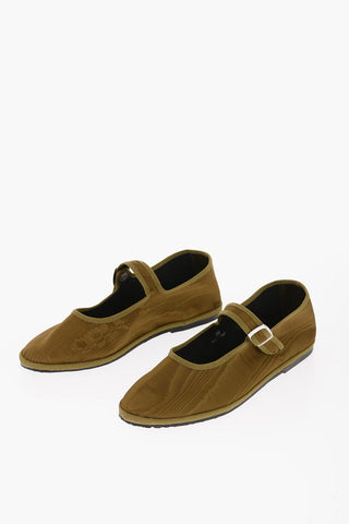 Silk Mary Jane Ballet Flats