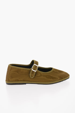 Silk Mary Jane Ballet Flats