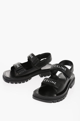 Velcro Closure Leather Sandals with Carrion Sole