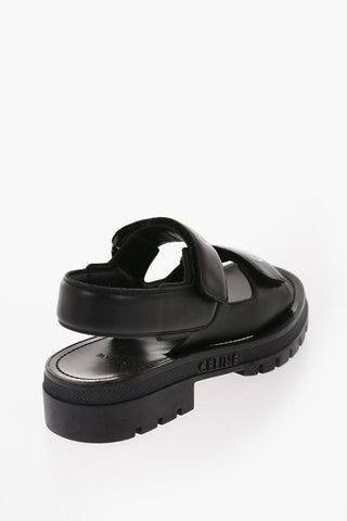 Velcro Closure Leather Sandals with Carrion Sole