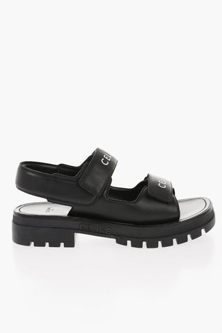 Velcro Closure Leather Sandals with Carrion Sole
