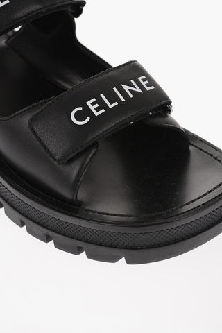 Velcro Closure Leather Sandals with Carrion Sole