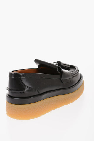 Leather Platform Loafers with Tassel