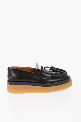 Leather Platform Loafers with Tassel