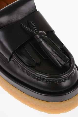 Leather Platform Loafers with Tassel