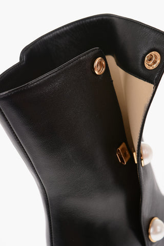 Jewel Button RINA Leather Booties 9cm