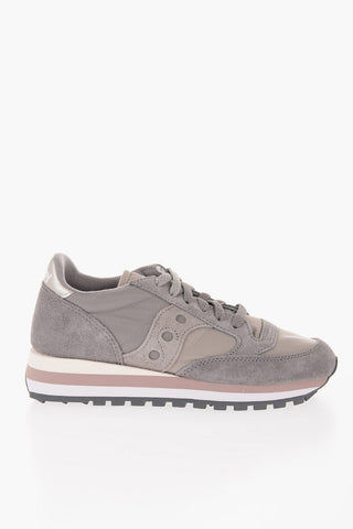 Nylon and Suede Low-top Sneakers with Three-tone Sole