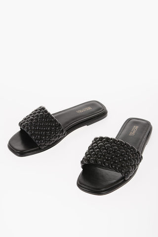 Sliders in Pelle Intrecciata AMELIA  con Suola in Cuoio