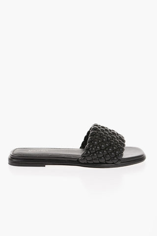 Sliders in Pelle Intrecciata AMELIA  con Suola in Cuoio