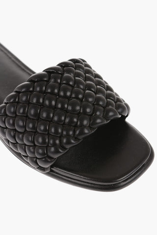 Sliders in Pelle Intrecciata AMELIA  con Suola in Cuoio